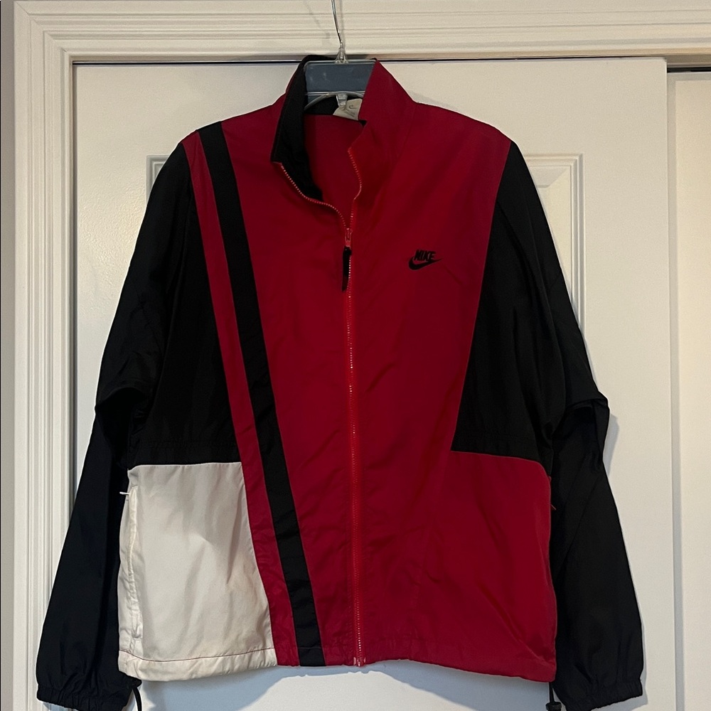 Nike Men's Red, Black, and White Windbreaker